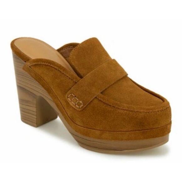 Splendid Clogs Womens 9 Vina Platform Tan Suede Leather Slip On Casual Heels - Picture 1 of 10